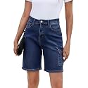 Womens Jean Shorts High Waisted Stretchy Bermuda