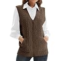 Womens’Knit Sweater Vest V Neck Sleeveless Cardigan Button Down Sweater Pocket Outwear Tops