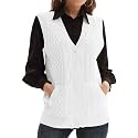 Womens’Knit Sweater Vest V Neck Sleeveless Cardigan Button Down Sweater Pocket Outwear Tops