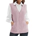 Womens’Knit Sweater Vest V Neck Sleeveless Cardigan Button Down Sweater Pocket Outwear Tops