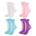 Womens Lace Ankle Socks Ruffle Frilly Socks,Mesh Lace Trim Lolita Sock,Cute Mesh Frilly Dress Sock for Women