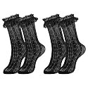 Womens Lace Ankle Socks Ruffle Frilly Socks,Mesh Lace Trim Lolita Sock,Cute Mesh Frilly Dress Sock for Women