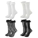 Womens Lace Ankle Socks Ruffle Frilly Socks,Mesh Lace Trim Lolita Sock,Cute Mesh Frilly Dress Sock for Women