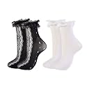 Womens Lace Ankle Socks Ruffle Frilly Socks,Mesh Lace Trim Lolita Sock,Cute Mesh Frilly Dress Sock for Women