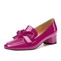 Womens Loafer with Heel, Comfortable Chunky Heels for Women, Loafers Shoes with Bowknot Womens Bunion Dress Shoes