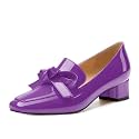 Womens Loafer with Heel, Comfortable Chunky Heels for Women, Loafers Shoes with Bowknot Womens Bunion Dress Shoes