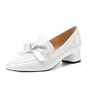 Womens Loafer with Heel, Comfortable Chunky Heels for Women, Loafers Shoes with Bowknot Womens Bunion Dress Shoes