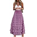 Womens Long Maxi Tulle Skirt A Line Ruffle Mesh High Waisted Tiered Layered Skirts Petticoat