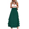 Womens Long Maxi Tulle Skirt A Line Ruffle Mesh High Waisted Tiered Layered Skirts Petticoat