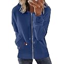 Womens Long Sleeve Open Front Zip Up Hoodies Drawstring Cardigan Hooded Sweatshirt Fashion Sweaters with Pockets