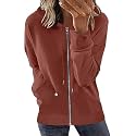 Womens Long Sleeve Open Front Zip Up Hoodies Drawstring Cardigan Hooded Sweatshirt Fashion Sweaters with Pockets