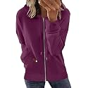 Womens Long Sleeve Open Front Zip Up Hoodies Drawstring Cardigan Hooded Sweatshirt Fashion Sweaters with Pockets