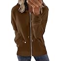 Womens Long Sleeve Open Front Zip Up Hoodies Drawstring Cardigan Hooded Sweatshirt Fashion Sweaters with Pockets