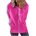 Womens Long Sleeve Open Front Zip Up Hoodies Drawstring Cardigan Hooded Sweatshirt Fashion Sweaters with Pockets