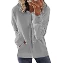Womens Long Sleeve Open Front Zip Up Hoodies Drawstring Cardigan Hooded Sweatshirt Fashion Sweaters with Pockets