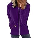 Womens Long Sleeve Open Front Zip Up Hoodies Drawstring Cardigan Hooded Sweatshirt Fashion Sweaters with Pockets