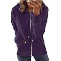 Womens Long Sleeve Open Front Zip Up Hoodies Drawstring Cardigan Hooded Sweatshirt Fashion Sweaters with Pockets