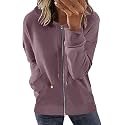 Womens Long Sleeve Open Front Zip Up Hoodies Drawstring Cardigan Hooded Sweatshirt Fashion Sweaters with Pockets