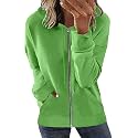Womens Long Sleeve Open Front Zip Up Hoodies Drawstring Cardigan Hooded Sweatshirt Fashion Sweaters with Pockets