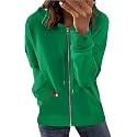 Womens Long Sleeve Open Front Zip Up Hoodies Drawstring Cardigan Hooded Sweatshirt Fashion Sweaters with Pockets