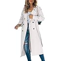 Womens Long Trench Coat Double Breasted Windproof Overcoat With Belt