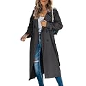 Womens Long Trench Coat Double Breasted Windproof Overcoat With Belt