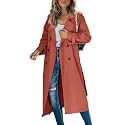 Womens Long Trench Coat Double Breasted Windproof Overcoat With Belt