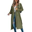 Womens Long Trench Coat Double Breasted Windproof Overcoat With Belt