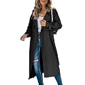 Womens Long Trench Coat Double Breasted Windproof Overcoat With Belt
