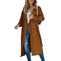 Womens Long Trench Coat Double Breasted Windproof Overcoat With Belt