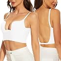 Womens Low Back Bra Wire Lifting Deep U Shaped Plunge Backless Bra with Convertible Clear Straps