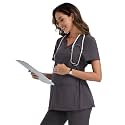 Womens Maternity Scrub Tops Classic Fit Four-Way Stretch Medical Uniforms