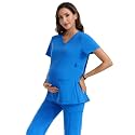 Womens Maternity Scrub Tops Classic Fit Four-Way Stretch Medical Uniforms