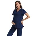 Womens Maternity Scrub Tops Classic Fit Four-Way Stretch Medical Uniforms