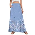Womens Maxi Skirt Long Flowy Summer A-Line High Waist Skirts