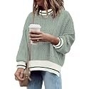 Womens Oversized Sweaters Fall 2026 Fashion Clothes Colorblock Knit Tops