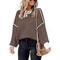 Womens Oversized Sweaters Fall 2026 Fashion Clothes Colorblock Knit Tops
