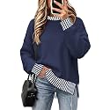 Womens Oversized Sweaters Fall 2026 Fashion Clothes Colorblock Knit Tops