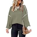 Womens Oversized Sweaters Fall 2026 Fashion Clothes Colorblock Knit Tops