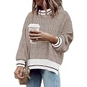 Womens Oversized Sweaters Fall 2026 Fashion Clothes Colorblock Knit Tops