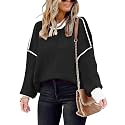 Womens Oversized Sweaters Fall 2026 Fashion Clothes Colorblock Knit Tops