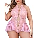 Womens Plus Size Lingerie Lace Bodysuit Teddy One Piece Lace Babydoll