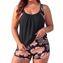 Womens Plus Size Tankini Swimsuit Two Piece Tummy Control Bathing Suit