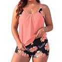 Womens Plus Size Tankini Swimsuit Two Piece Tummy Control Bathing Suit