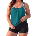 Womens Plus Size Tankini Swimsuit Two Piece Tummy Control Bathing Suit