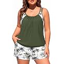 Womens Plus Size Tankini Swimsuit Two Piece Tummy Control Bathing Suit