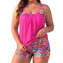 Womens Plus Size Tankini Swimsuit Two Piece Tummy Control Bathing Suit