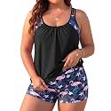 Womens Plus Size Tankini Swimsuit Two Piece Tummy Control Bathing Suit