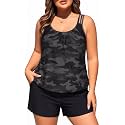 Womens Plus Size Tankini Swimsuit Two Piece Tummy Control Bathing Suit