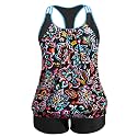 Womens Plus Size Tankini Swimsuit Two Piece Tummy Control Bathing Suit